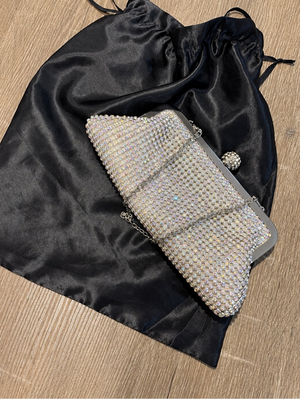 Crystal Mesh Evening Clutch Bag - Iridescent